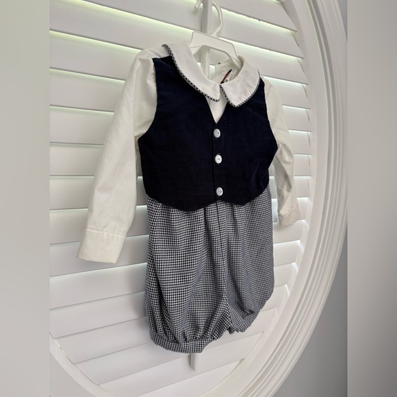 Vintage Rici navy and White collared 24 mo outfit with corduroy Vest - Picture 2 of 10